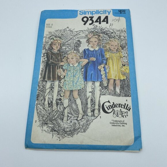 Simplicity 9344 Child Girl's A-Line Dress w/ Button Trim Size 6 Vintage Cut 1979 - Picture 5 of 5